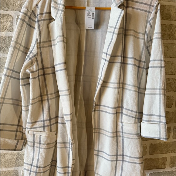 Maurices Jackets & Blazers - Maurices Cream and Gray Plaid Trench Coat